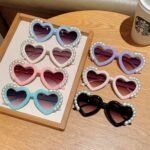 New sunglasses for kids cute boys and girls sunglasses show kindergarten peach heart sunglasses photo decoration - Image 2
