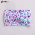 Niansheng jewelry new children's hair accessories European and American wide-brimmed elastic nylon embossed bow baby print headband - Image 8