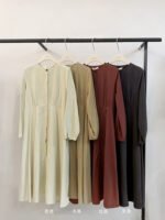 MOXI Thirteen Lines Dress Female Korean Version High Waist Long Dress Design Sense Long Sleeve Skirt - Image 5