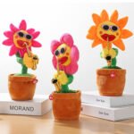 Electric sunflower can sing and dance, can record and learn to speak, sand sculpture goose, electric enchanting sunflower plush toy