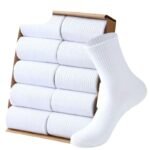 Autumn solid color versatile black and white men's and women's sports high stockings simple cotton soft men's socks Zhuji hosiery wholesale - Image 5