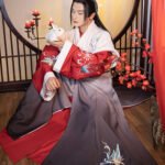 Traditional Hanfu cross-collar waist-length suit