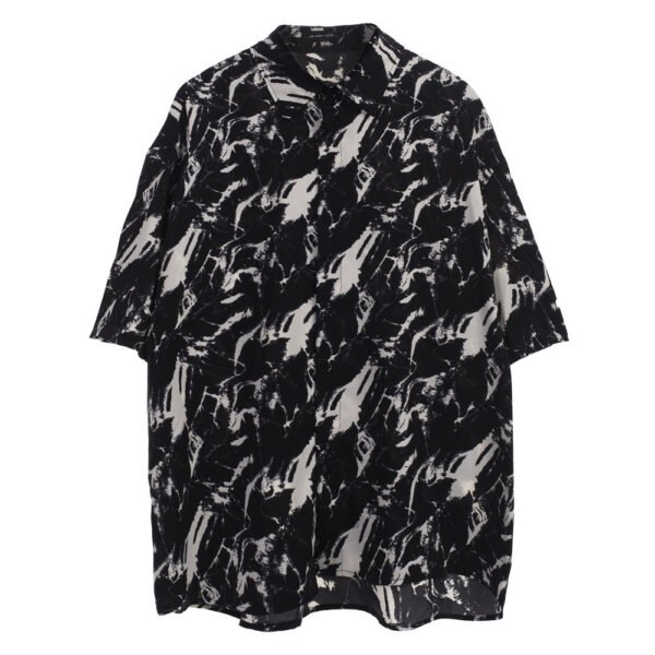 Tide brand tie-dye splashed ink shirt short-sleeved T-shirt men's ins dark street hip-hop trend loose five-point sleeves