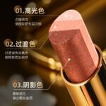 Honey brace gold diamond three-color eyeshadow stick gradient color development A touch of molding lazy fine glitter highlight eyeshadow is easy to develop and full of color - Image 3