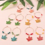European and American cross-border jewelry autumn new thanksgiving maple leaf earrings jewelry beaded rice beads maple leaf earrings earrings - Image 2