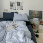 Ins double fight washed cotton four-piece solid color bed sheet quilt cover student dormitory three-piece bedding single double bed sheet 4 - Image 2