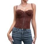 Cross-border women's clothing European and American style sexy solid color lace strap fish bone steel ring wrapped chest breastless backless vest 9009 - Image 5