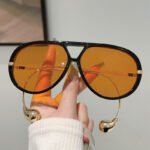 2025 cross-border new double beam with steel beads fashion sunglasses European and American personality toad glasses unisex sunglasses