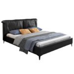 Nordic leather bed modern minimalist light luxury leather art bed master bedroom soft bag 1.8m bed 2022 new double bed - Image 5