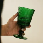 French embossed goblet green feather vine pattern champagne glass red wine foreign wine glass ins style retro green glass