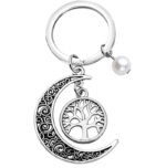 European and American foreign trade jewelry Bohemian style hollow moon tree of life wishing tree pearl pendant necklace - Image 3