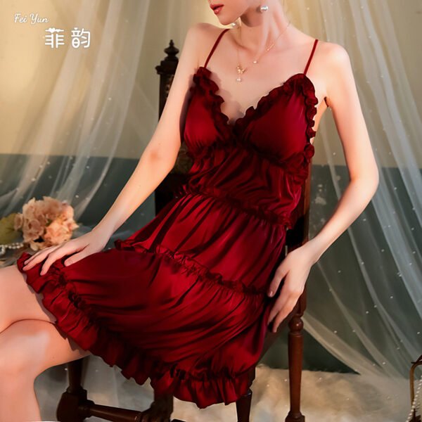 Feiyun new sexy lingerie satin cake suspender skirt with chest pad private room pajamas sexy pure desire nightdress 432