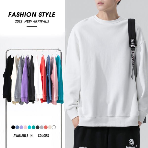 Hoodless short-sleeved sweatshirt men's trendy ins trendy brand couple men's jacket men's top loose crew neck white T-shirt