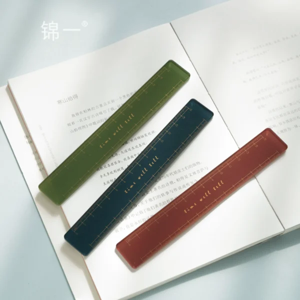 Jinyi stationery retro color ruler bronzing acrylic two-color ruler multifunctional simple drawing college student ruler cute creative pupils stationery drawing measurement scale ruler 15cm