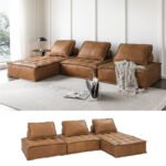 Tofu block Italian fabric sofa single double technology cloth small apartment living room combination block sofa tatami - Image 3