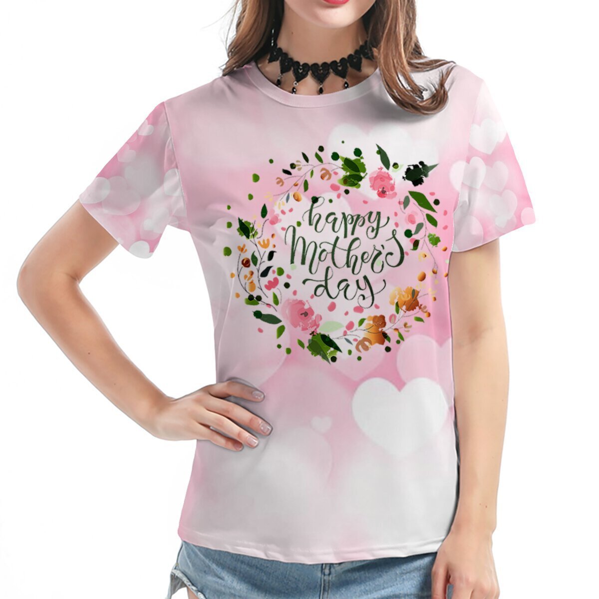 O1CN01Cd7S691u1yUtVmX2I_2208409185978-0-cib.jpg Foreign trade independent station Amazon European and American cross-border large size full body printed women's clothing Mother's Day MOM printed short-sleeved T-shirt - Image 1