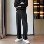 Large size draped ice silk straight leg trousers, men's summer sports, loose mopping, quick-drying, thin casual trousers, handsome - Image 2