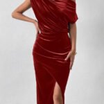 2025 Summer Cross-border New Products Alibuy Amazon Temperament Commuter Women's One-Line Collar Off-the-Shoulder Dress Dress