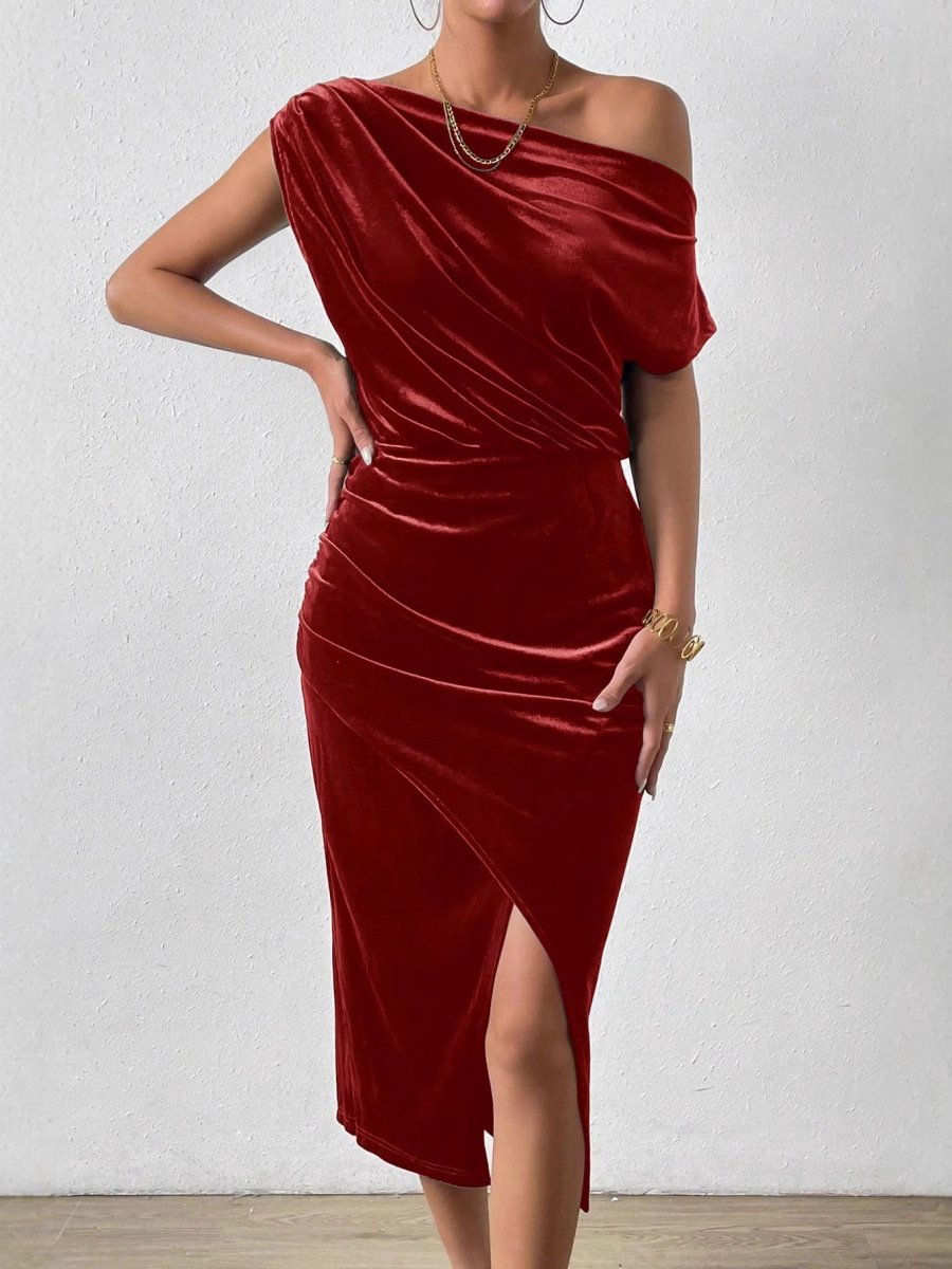 O1CN01ClIOqV1VpZC5dsvFh_3535722702-0-cib.jpg 2025 Summer Cross-border New Products Alibuy Amazon Temperament Commuter Women's One-Line Collar Off-the-Shoulder Dress Dress - Image 1