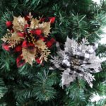 Cross-border Christmas decorations 14cm gold powder lattice Christmas flowers Christmas tree decoration flowers Christmas simulation flowers - Image 4