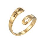 European and American ring women's design double letter ring blessed open ring stainless steel ring index finger ring - Image 5