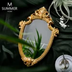 Nordic ins retro french palace style gold hanging mirror home wall hanging wall decoration makeup net red mirror
