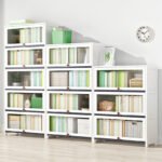 Modern minimalist glass door bookcase dustproof display cabinet floor rack living room study office bookshelf - Image 2