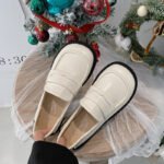 Small leather shoes women's white flat single shoes Japanese basic uniform shoes Korean style round toe daily loafers - Image 6