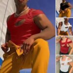 European and American personality vest Amazon hollow sleeveless T-shirt spring and summer sexy new cross-border men's off-the-shoulder bottoming shirt