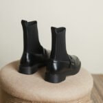 Delicate and thin real leather fake two-wear socks small leather shoes knitted flat single shoes commuting all-match soft bottom women's single shoes - Image 4