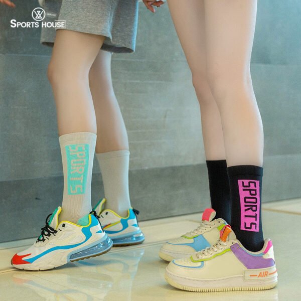 Sportshouse sports home women's mid-tube moisture-wicking, sweat-wicking, deodorant running leisure sports fashion socks