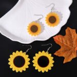 European and American cross-border hot sale Thanksgiving earrings female creative acrylic sheet scarecrow turkey leg maple earrings - Image 3