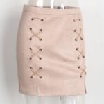 Amazon hot style European women's dress skirt Suede leather pencil skirt Winter high waist skirt Zipper lace skirt - Image 2