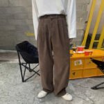MYQ retro corduroy slacks, men's Korean version trend, ins, loose straight-leg pants, autumn and winter wide-legged long pants