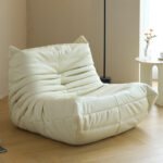 Leather caterpillar lazy sofa lounge chair balcony leisure chair living room bedroom small sofa Nordic single tatami