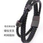 European and American titanium steel cross-border woven leather bracelets, men's magnet buckles, simple design, high-end sense of personality, trendy jewelry - Image 3