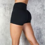New European and American sexy shorts high waist slim solid color hip-lifting folds tummy-tight running yoga pants spot