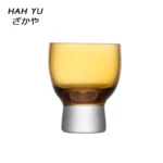 Amber old time/medieval Japanese glass sake cup smelling incense cup white wine cup wood masonry small wine cup - Image 2