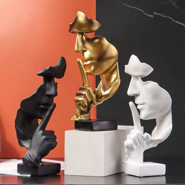 Silence is gold figure abstract crafts decoration living room TV cabinet wine cabinet home resin crafts soft decoration