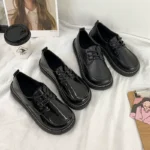 Round toe small leather shoes Japanese women's jk2022 new flat bottom all-match commuting lace-up women's shoes Mary Jane single shoes spring - Image 4