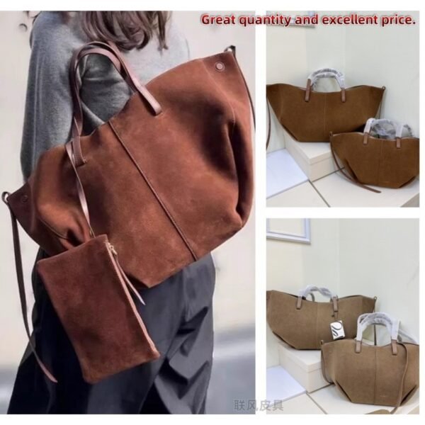 [Explosive] polen polingen frosted wing bag suede shoulder handbag large capacity commuter women's bag
