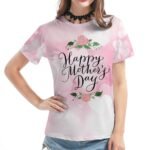 Foreign trade independent station Amazon European and American cross-border large size full body printed women's clothing Mother's Day MOM printed short-sleeved T-shirt - Image 2