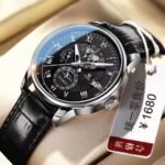 Brand men's watches, business high-end handsome non-mechanical watches, new luminous calendar, leather cool men's watches