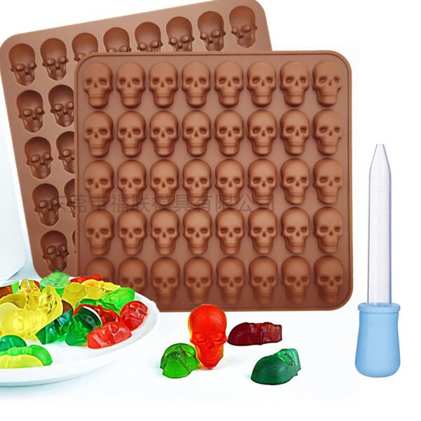 Christmas Gel Candy Mould Mooncake Mould Silicone 40 Grid Skull Gummy Halloween Skull Mould
