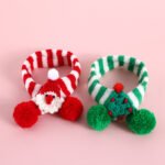 Cross-border cat dog Santa Claus adjustable collar saliva towel pet knitted wool striped Christmas scarf - Image 2