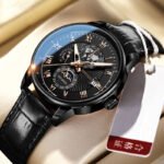 Foreign trade new fashion hot sale hot three eyes calendar starry sky moon fashion men's watch belt wholesale - Image 3