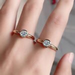 Light luxury simple 1 carat bubble diamond ring inlaid with eight hearts and eight arrows, high carbon diamonds, small and versatile round diamond ring women - Image 2