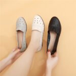 Cowhide single shoes women's shoes comfortable flat with summer soft bottom soft surface 6066