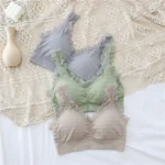 Contrasting color lace side vest-style sleep bra women gather comfort and zero bondage beauty back tube top without steel ring underwear trend - Image 3