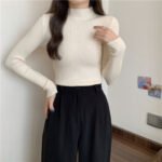 Semi-high neck long sleeve knitwear women's sweater early fall new underwear base layer this year popular beautiful tops - Image 3